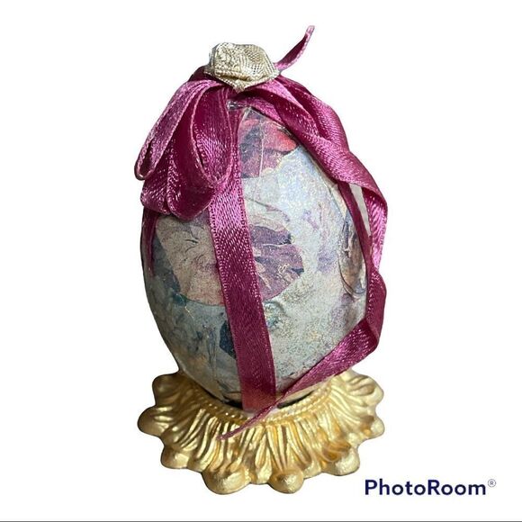 Decoupage Egg - Papier Maché Vintage - Picture 2 of 7